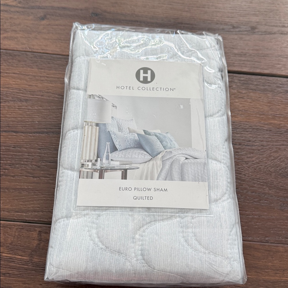Hotel Collection Quilted Euro Pillow Sham Cover  Blue set of 2 zipper closure.